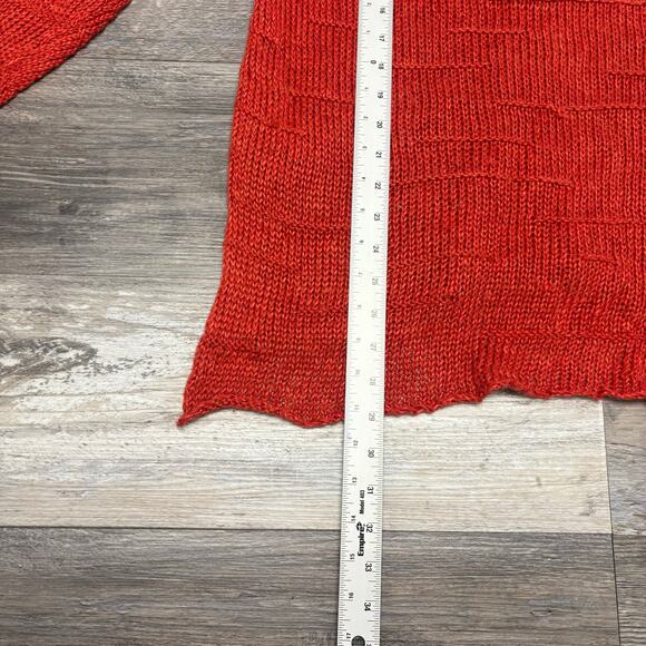 Eileen Fisher Deep Orange Hemp/Linen Crew Neck Tunic Sweater - Picture 6 of 10